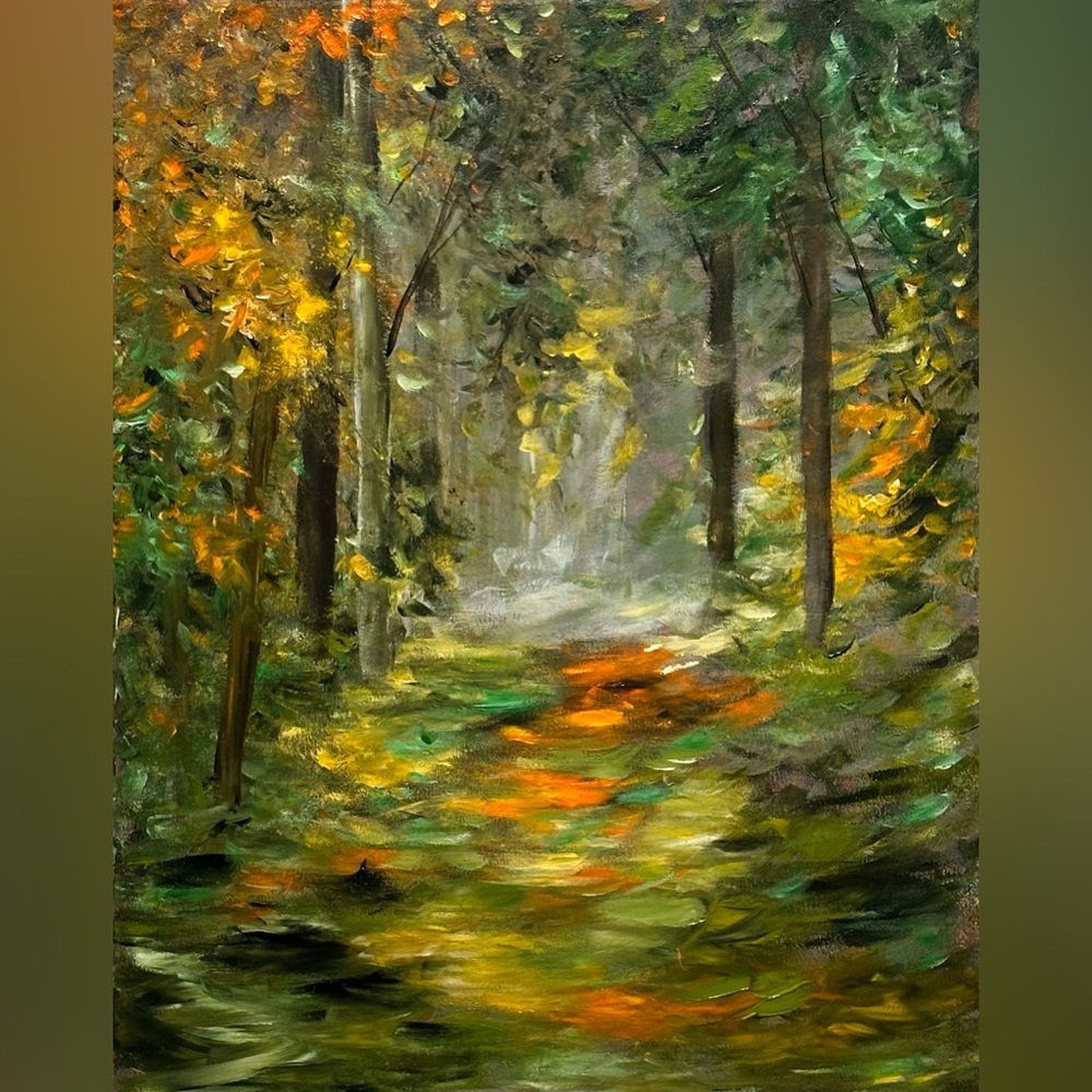 LANDSCAPE ART ORIGINAL ACRYLIC PAINTING size 20 H x 16 W inch